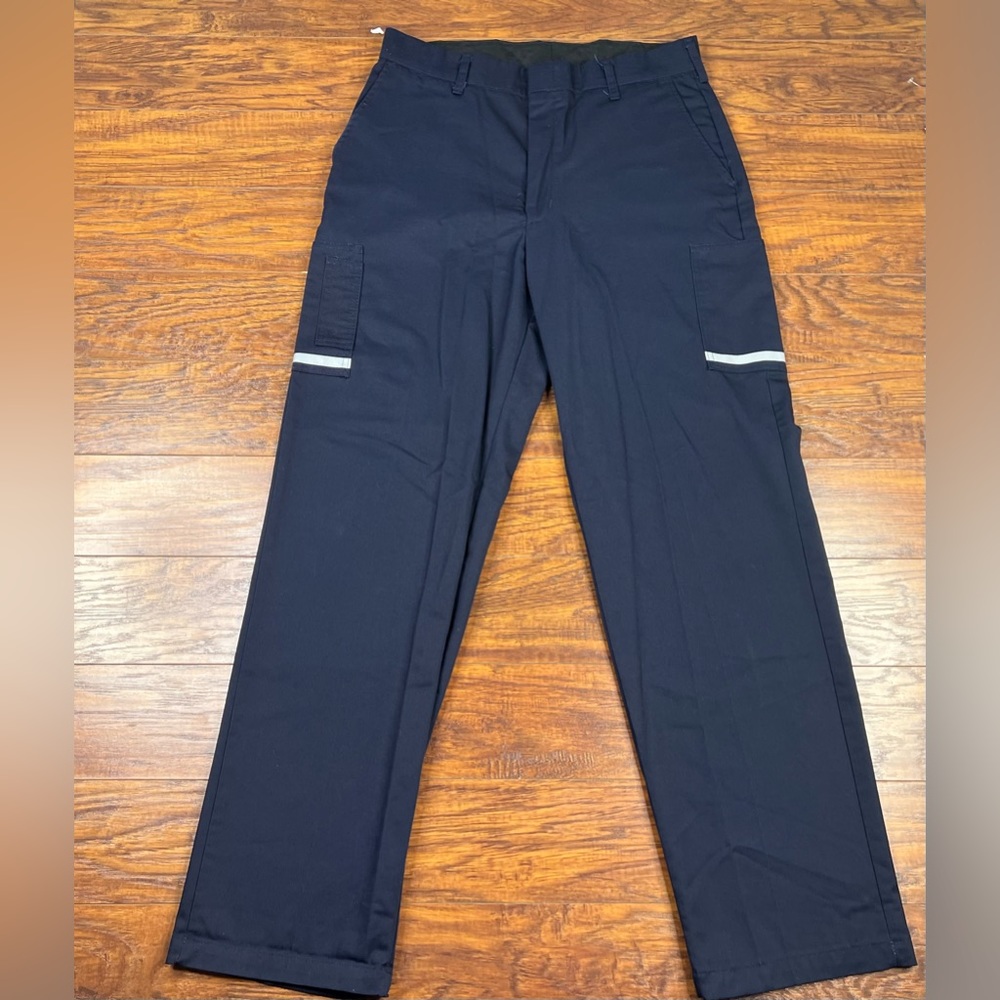 FedEx Stan Herman Work Pants Blue Size 36x34 Reflective Zipper Button 3M